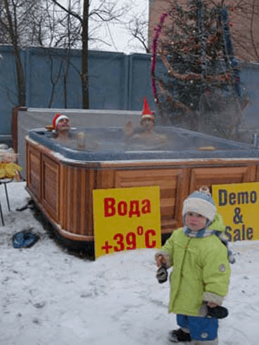 arctic spas hot tub in russian winter