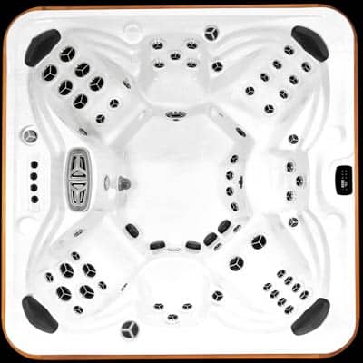 Arctic Spas Tundra model, top view of the Legend Select jet configuration